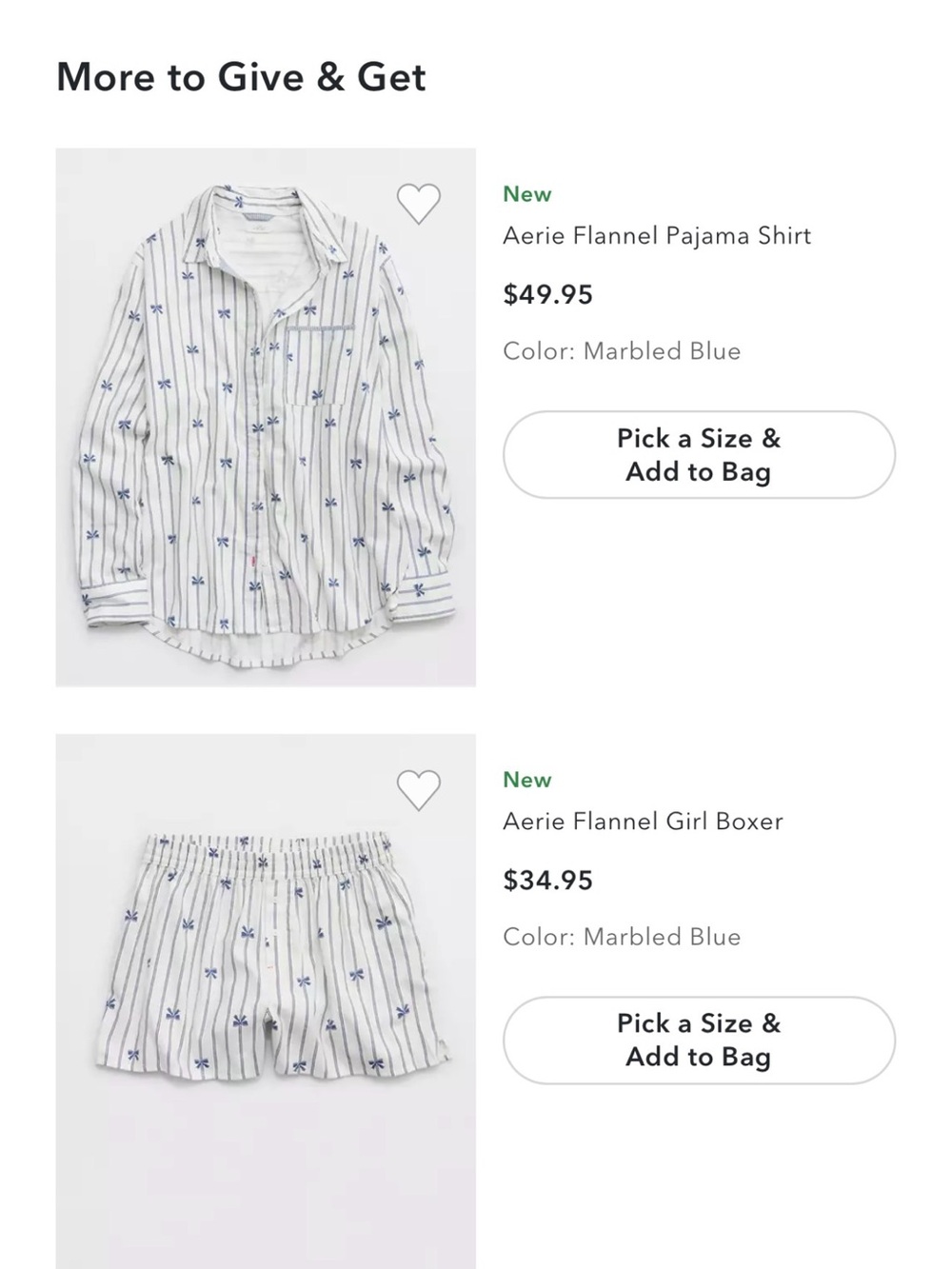 aerie Marbled Blue Striped Flannel Pajama Set Top